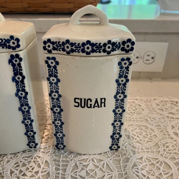 Matching Set 3 Tea Sugar Coffee Dek 1623 Ges Geschatzt Porcelain Canisters - Picture 4 of 11